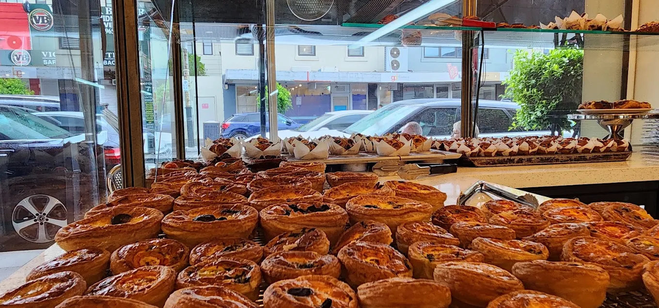 Danishes lined up in the window display