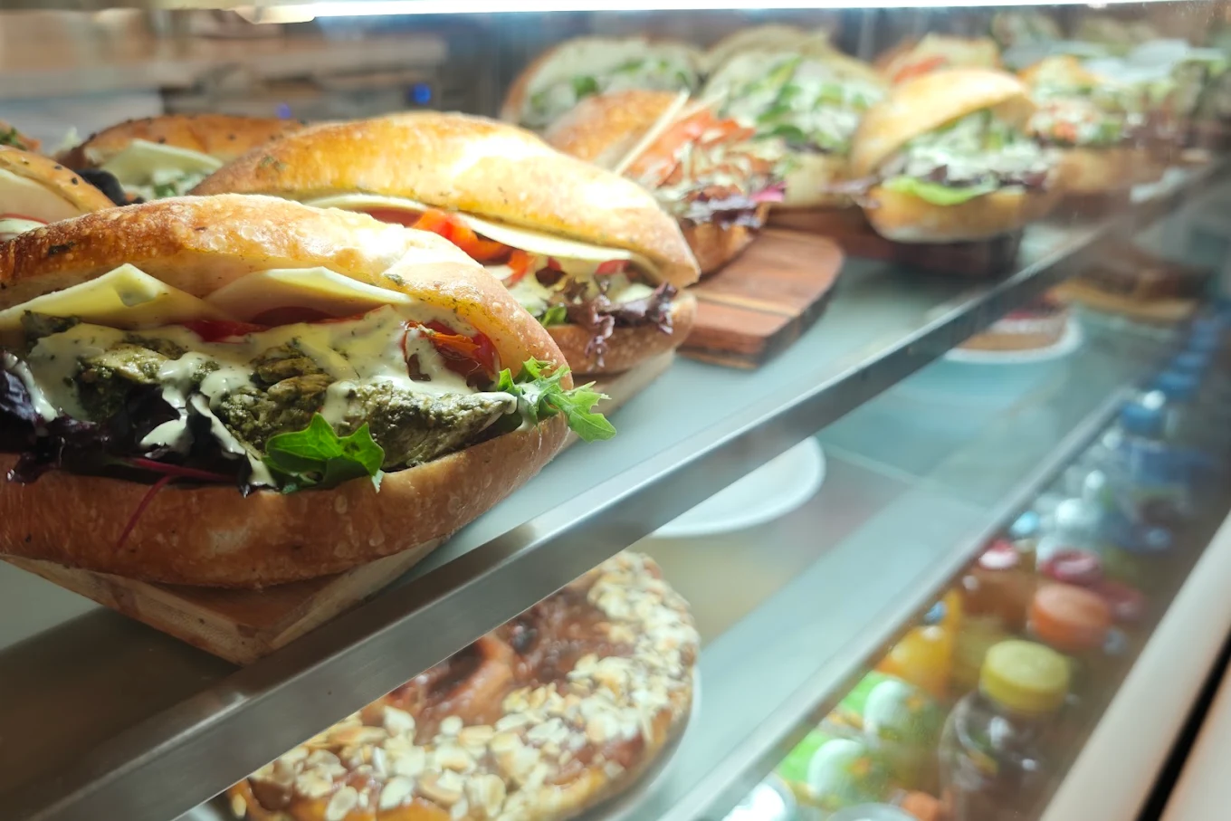 Sandwich selection in the display fridge