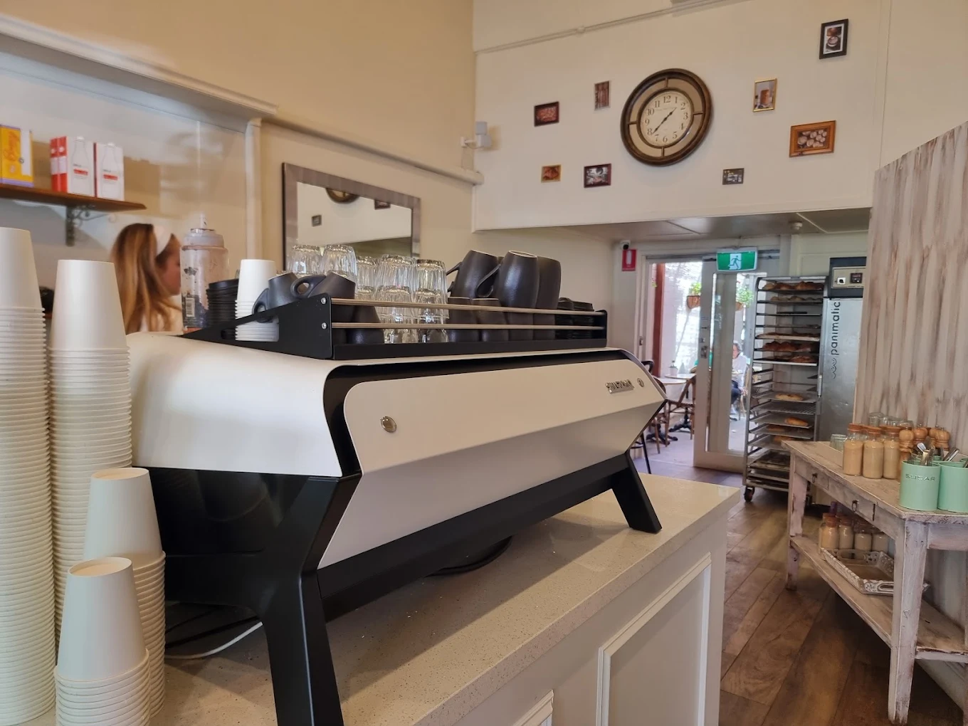 Coffee being made inside the Provence Bakers shopfront
